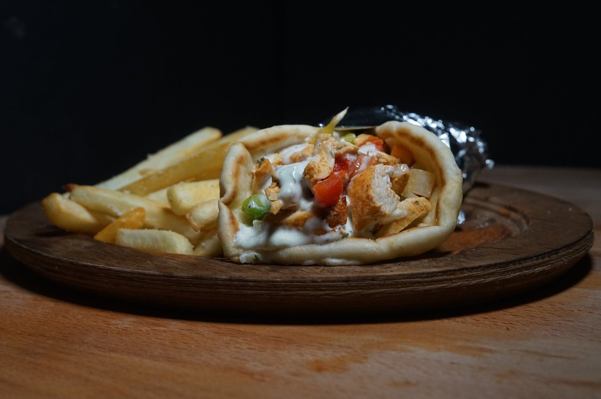 Halal Wrap with Fries.