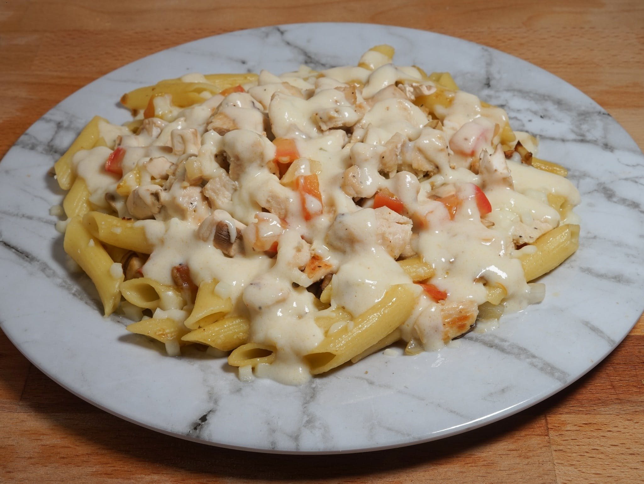Chicken Alfredo Pasta.
